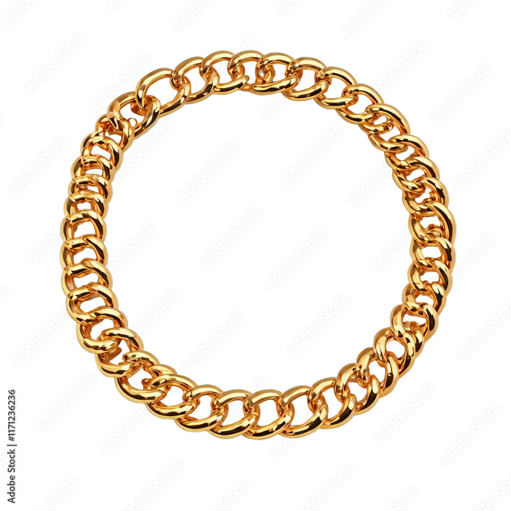 Round gold chain isolated on transparent background Round gold chain isolated on transparent background