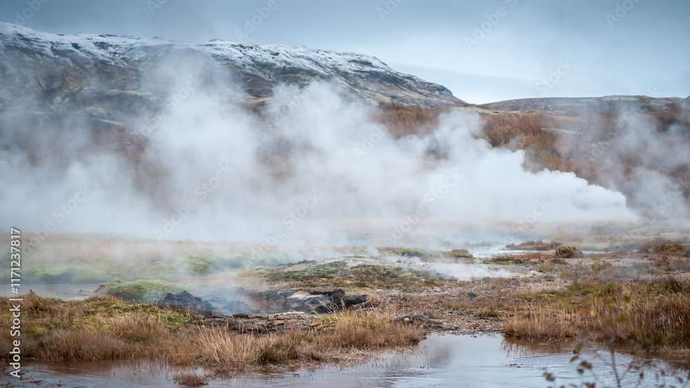 Geysir hot springs. Iceland Haukadalur Valley. Geysir hot springs. Iceland Haukadalur Valley.