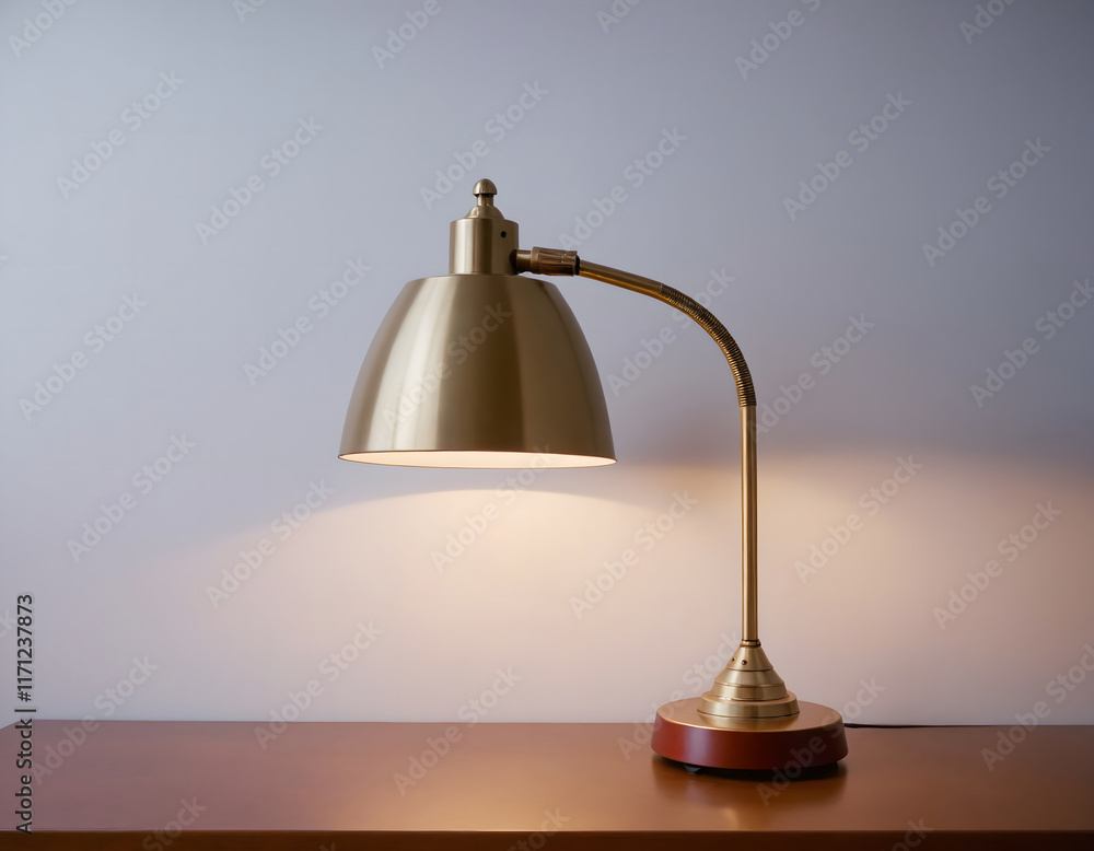 Classic Brass Desk Light on Rustic Wood Table - Cozy Ambiance Classic Brass Desk Light on Rustic Wood Table - Cozy Ambiance