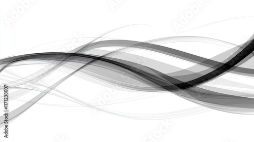 Wallpaper Mural Abstract grayscale wavy lines flowing smoothly on white background. Torontodigital.ca