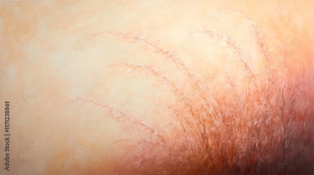 Fototapeta premium Soft focus image of reddish-brown grass against a warm, blurred background.