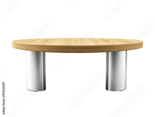 Modern wooden table with metal legs design photo