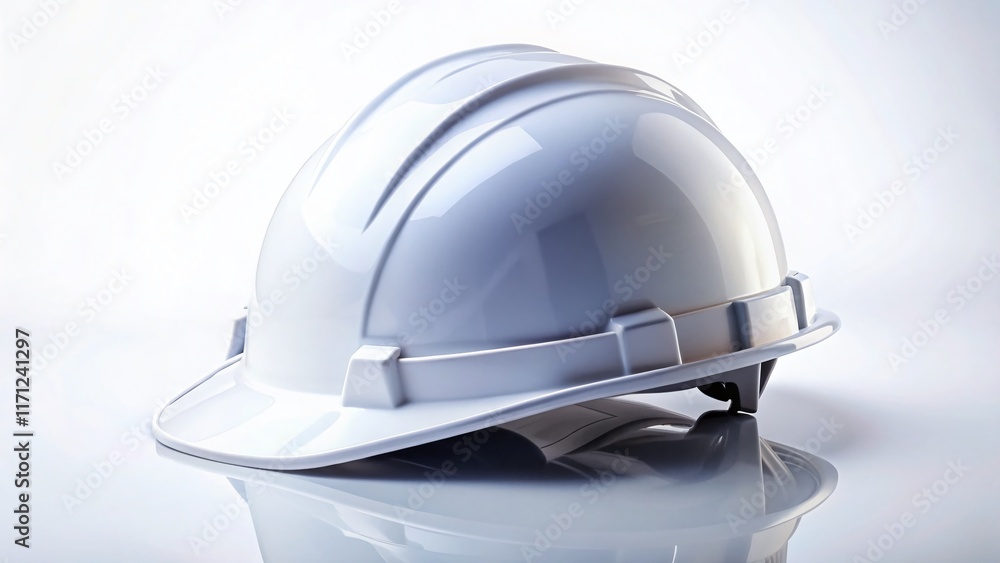 Fototapeta premium White Hard Hat Construction Safety Helmet Isolated on White Background