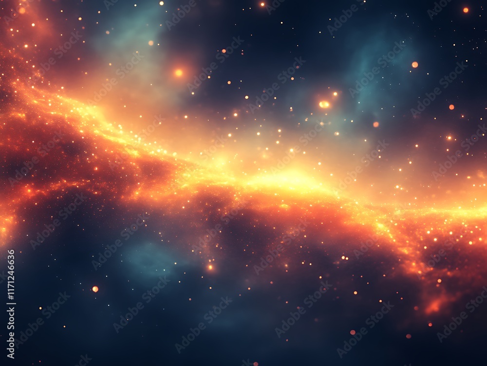 Fiery nebula with orange and blue hues. Fiery nebula with orange and blue hues.