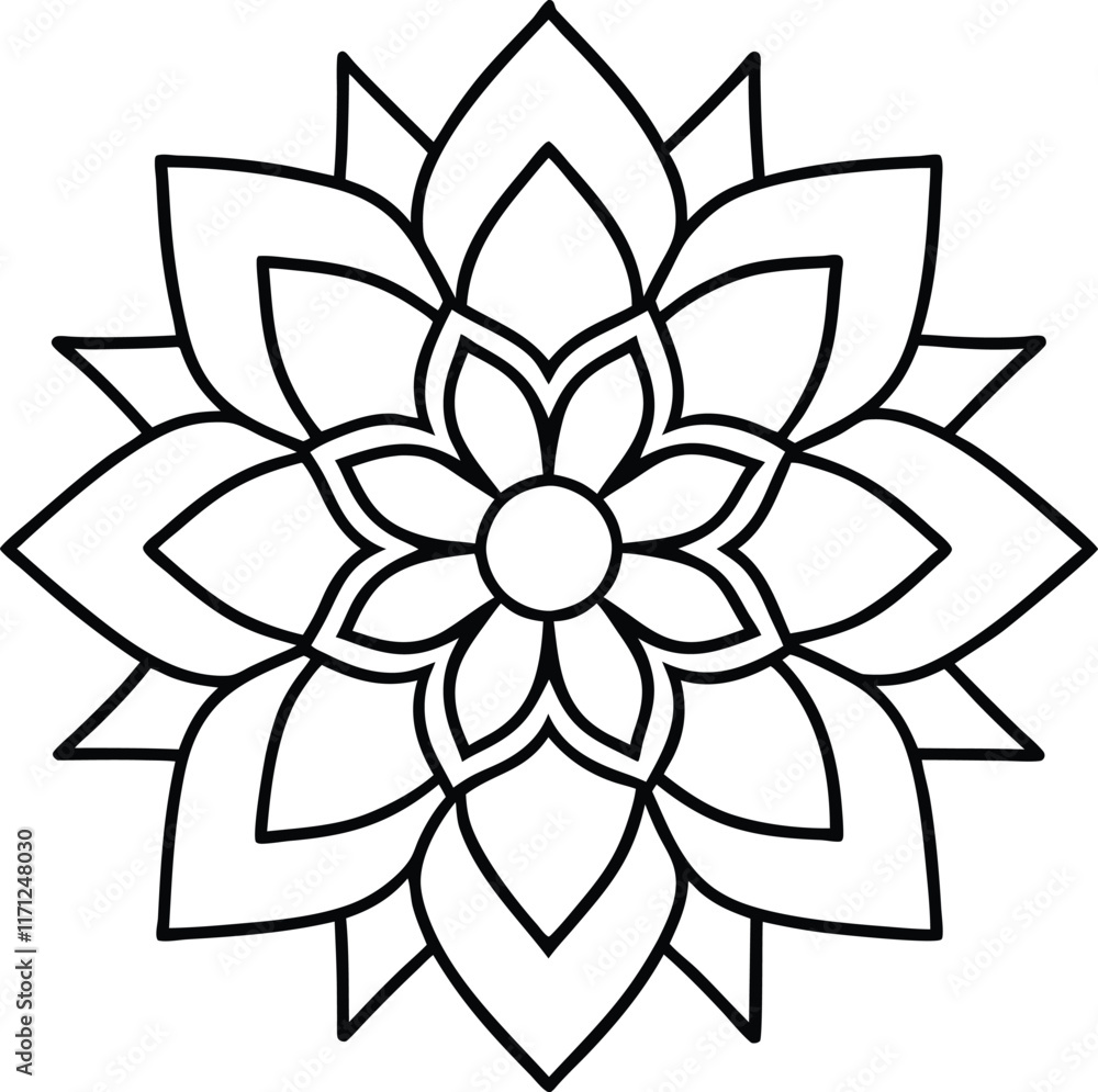 Coloring page line art flower mandala illustration Coloring page line art flower mandala illustration