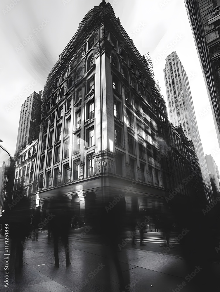 Fototapeta premium A busy city street with a large building in the background