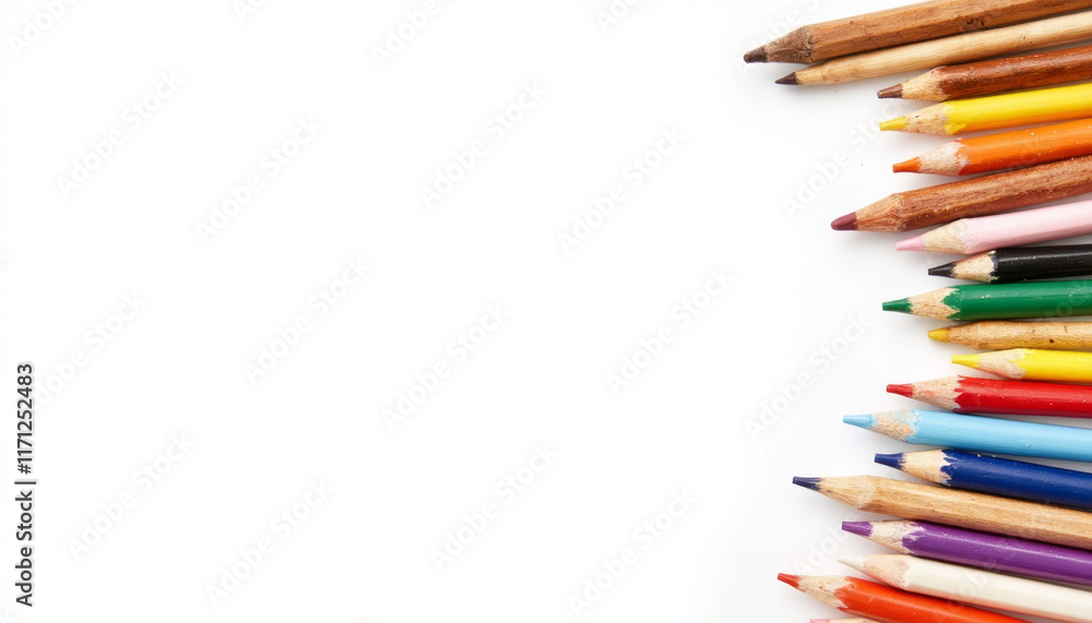 Colored pencils arranged on a white background Colored pencils arranged on a white background
