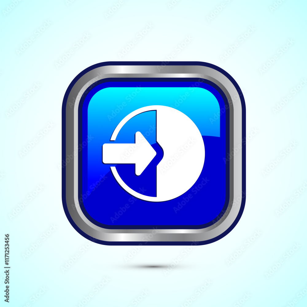 User profile login icon design illustration. Access authentication icon. Blue Color Square Button Design