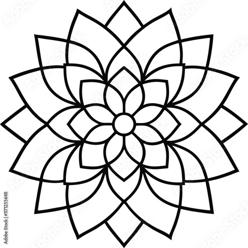 Coloring page line art flower mandala illustration