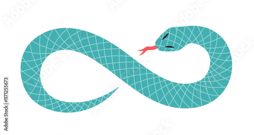 Snake coiled in the infinity sign. 2025 New Year symbol. Chinese lunar new year symbol. Vector illustration