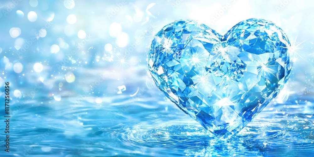Blue heart is floating in the water Blue heart is floating in the water