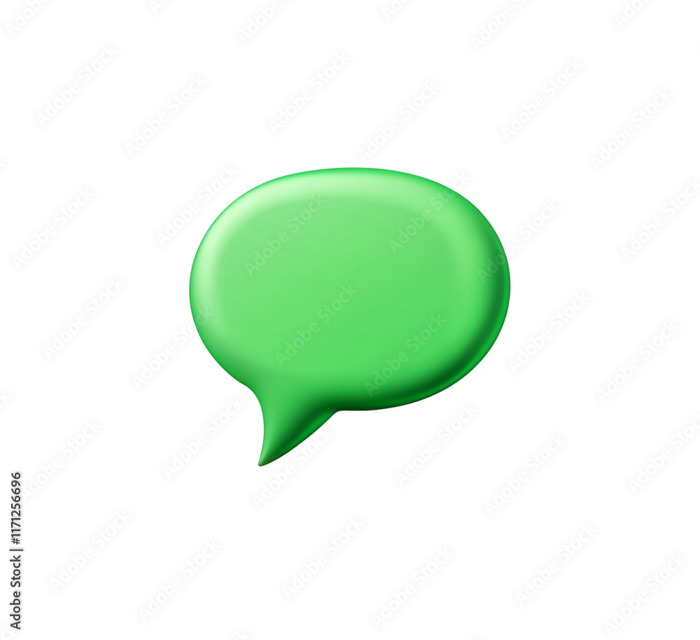 Green 3D speech bubble icon with a minimalist design, representing communication or messaging concepts. Isolated on transparent background, png. Green 3D speech bubble icon with a minimalist design, representing communication or messaging concepts. Isolated on transparent background, png.