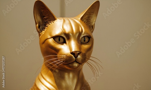 Golden Cat Face Close-Up - Radiant and Detailed View