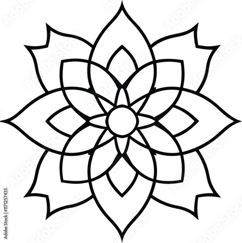 Coloring page line art flower mandala illustration