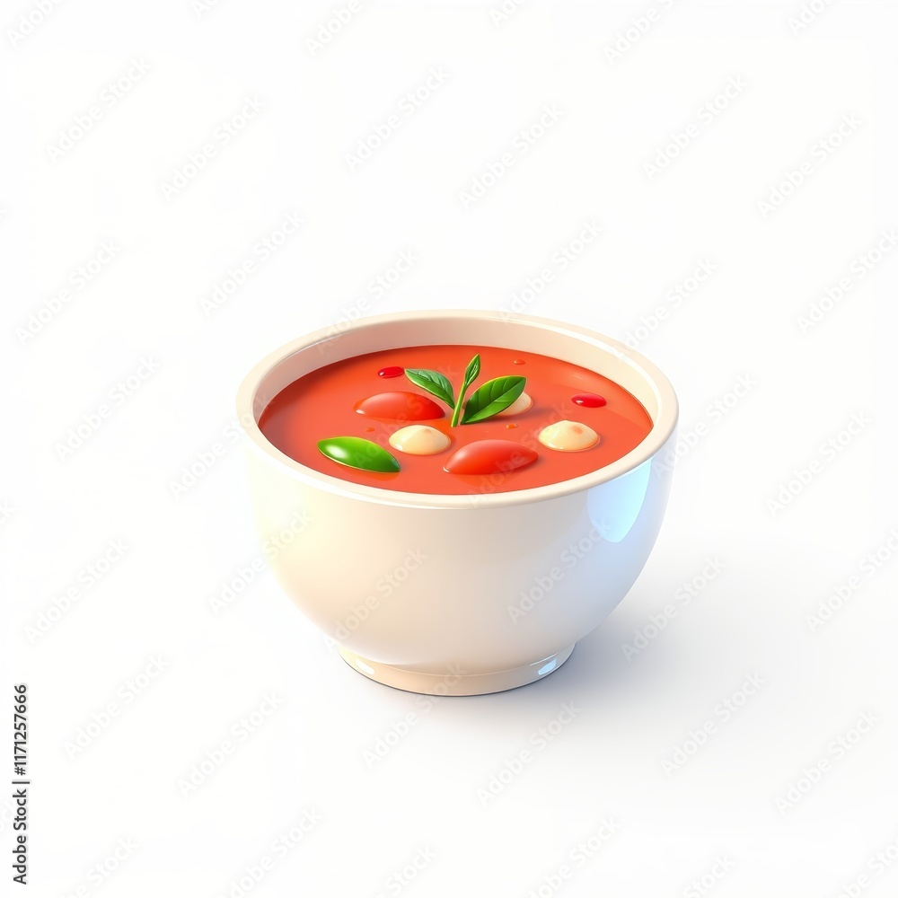 Bowl of soup with fresh ingredients on a white background Bowl of soup with fresh ingredients on a white background