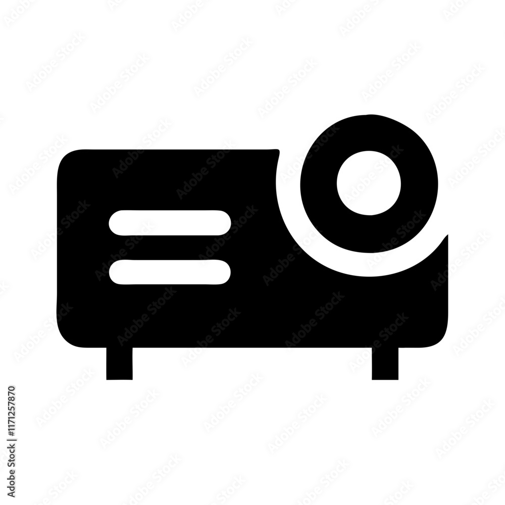 Fototapeta premium Projector icon in black for audiovisual and presentation concepts 