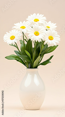 Wallpaper Mural White daisies in vase, pastel background, simple bouquet, floral arrangement, home decor. Torontodigital.ca