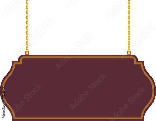 Illustration of a hanging sign board with blank copy space. Empty sign board for your design. 