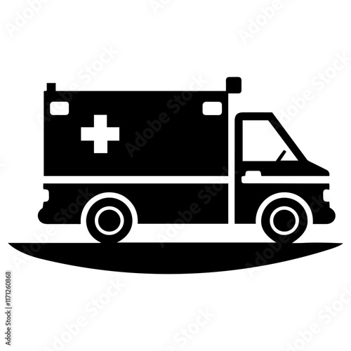 Ambulance Silhouette  medicine van, care medic support.