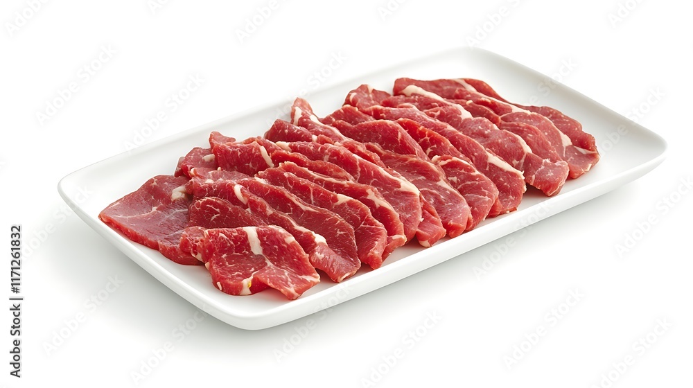 Shabu beef pork on white background delicious meat platter culinary showcase modern presentation Shabu beef pork on white background delicious meat platter culinary showcase modern presentation
