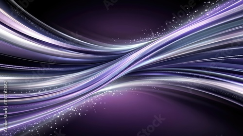 Fototapeta Naklejka Na Ścianę i Meble -  Abstract purple background showcases light rays and stars, evoking themes of time travel and spaceship flight in the universe