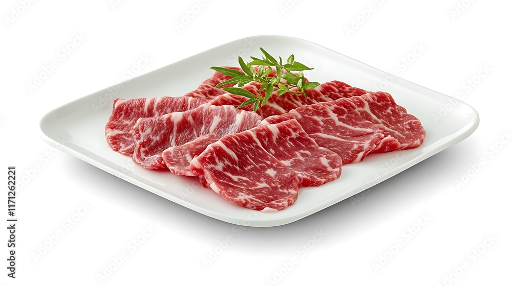 Sizzling shabu beef and pork on a white background gourmet food presentation modern kitchen culinary concept Sizzling shabu beef and pork on a white background gourmet food presentation modern kitchen culinary concept