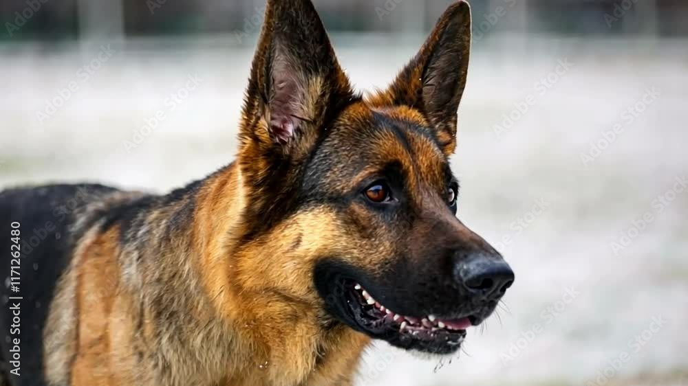 German shepherd dog looking around, multiple shots German shepherd dog looking around, multiple shots
