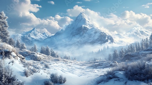 Wallpaper Mural Majestic snow-capped mountains, winter landscape. Torontodigital.ca