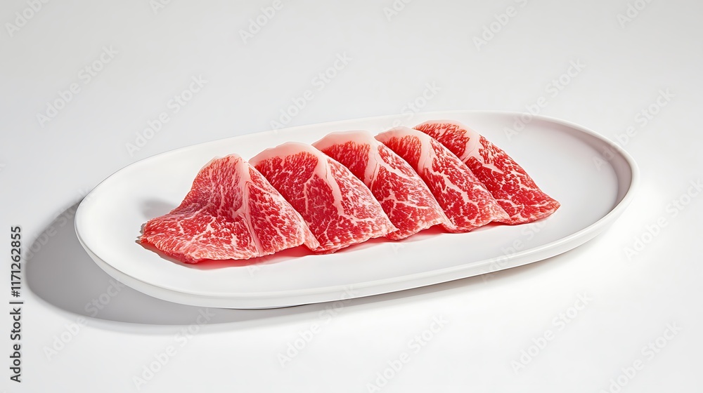 Delicious shabu beef and pork platter on white background culinary delight gourmet presentation Delicious shabu beef and pork platter on white background culinary delight gourmet presentation