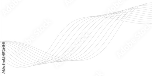 Wallpaper Mural Abstract grey wavy lines Digital frequency track equalizer background. White Abstract background with flowing lines wave.vector illustration.
 Torontodigital.ca