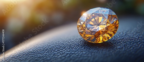 A radiant chrysoberyl stone showcased on a sleek display stand, set against an isolated white backdrop. The golden hues of the chrysoberyl are enhanced by the sharp focus and high contrast,  photo