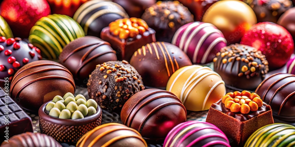 Close-up of decadent chocolate, rich hues, sharp detail. Close-up of decadent chocolate, rich hues, sharp detail.