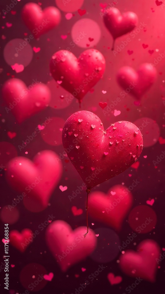 Valentines Day vertical background, Mothers Day and love declaration romantic concept, big brighr hearts shape isolated on deep pink red backdrop, copyspace for text, mobile wallpaper interface design Valentines Day vertical background, Mothers Day and love declaration romantic concept, big brighr hearts shape isolated on deep pink red backdrop, copyspace for text, mobile wallpaper interface design