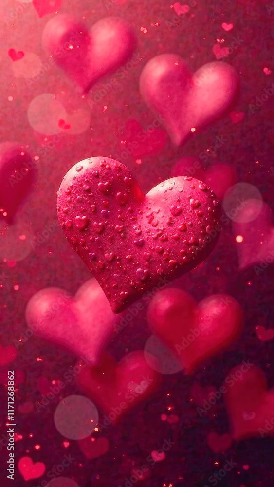 Valentines Day vertical background, Mothers Day and love declaration romantic concept, big brighr hearts shape isolated on deep pink red backdrop, copyspace for text, mobile wallpaper interface design Valentines Day vertical background, Mothers Day and love declaration romantic concept, big brighr hearts shape isolated on deep pink red backdrop, copyspace for text, mobile wallpaper interface design