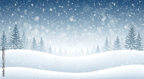 Wallpaper Mural Winter Landscape with Snow Fields, Pine Trees, and Gentle Snowfall, Perfect for Winter Holidays, Greeting Cards, Seasonal Banners, and Scenic Winter Backgrounds Torontodigital.ca