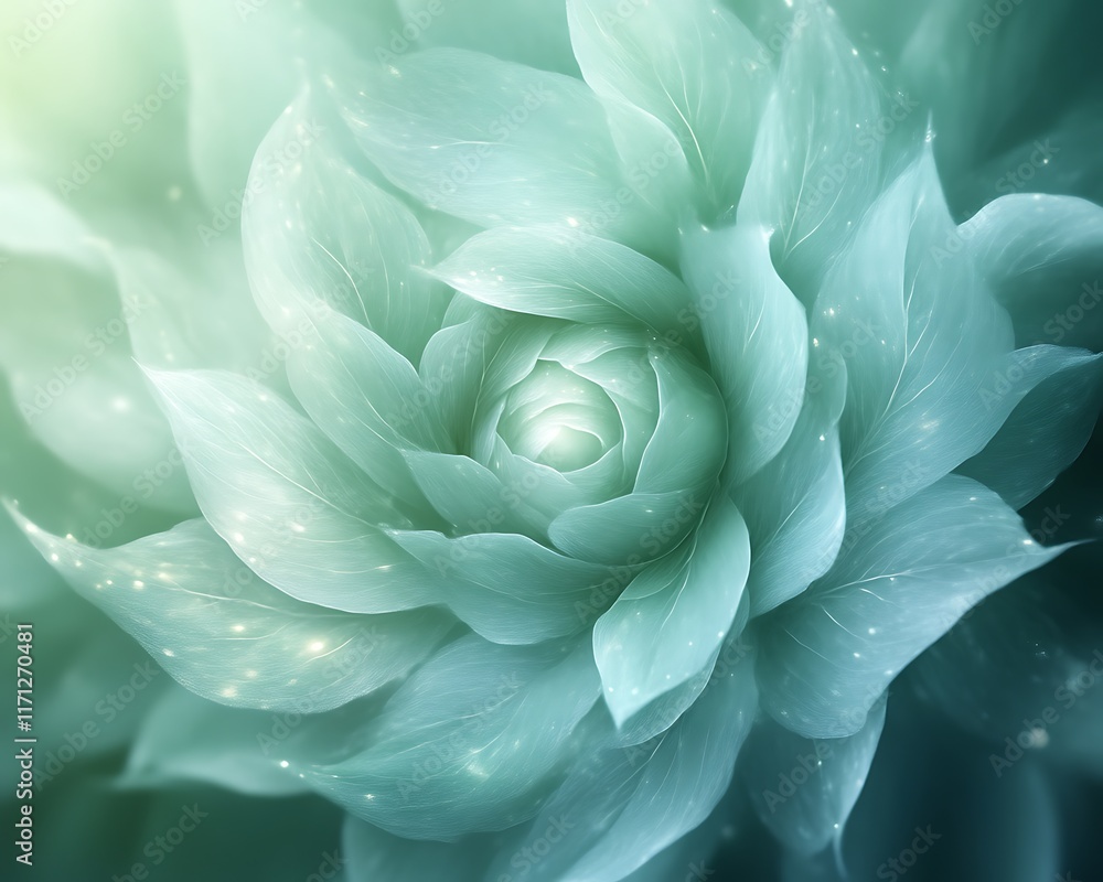 Teal succulent flower with glowing details. Teal succulent flower with glowing details.