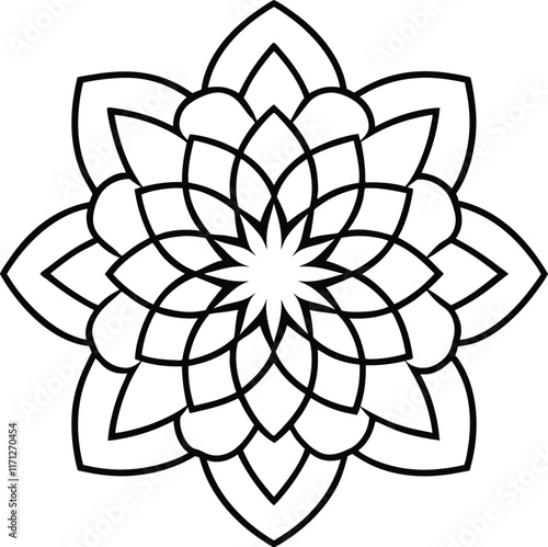 Coloring page line art flower mandala illustration