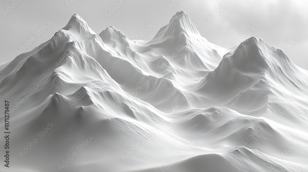 Obraz premium Abstract monochrome snow-covered mountain range.