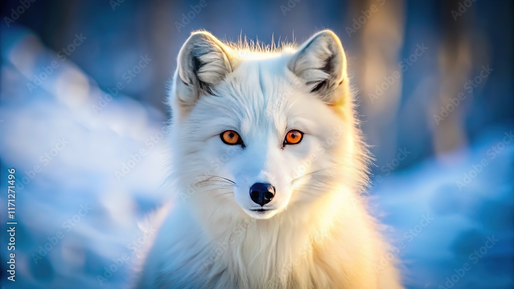 Digital Arctic fox, frontal view, perfect for copy.