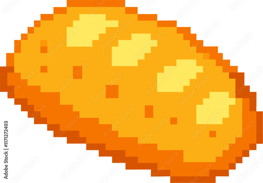 Fototapeta premium Pixelated Potato Graphic on White Background