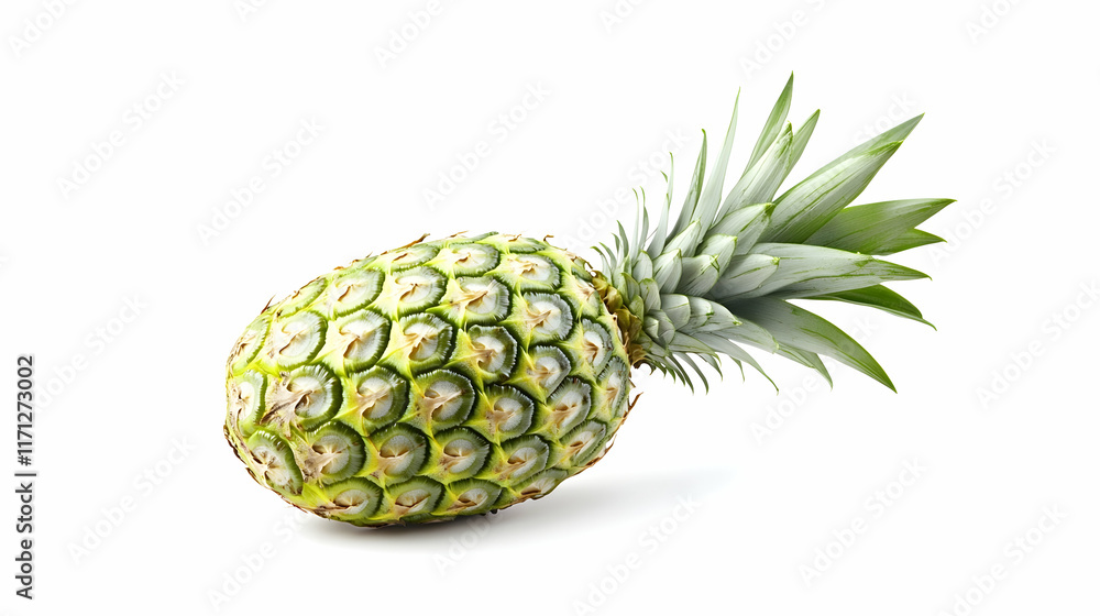 Fresh Green Pineapple Isolated on White Background for Food Packaging Design. Fresh Green Pineapple Isolated on White Background for Food Packaging Design.