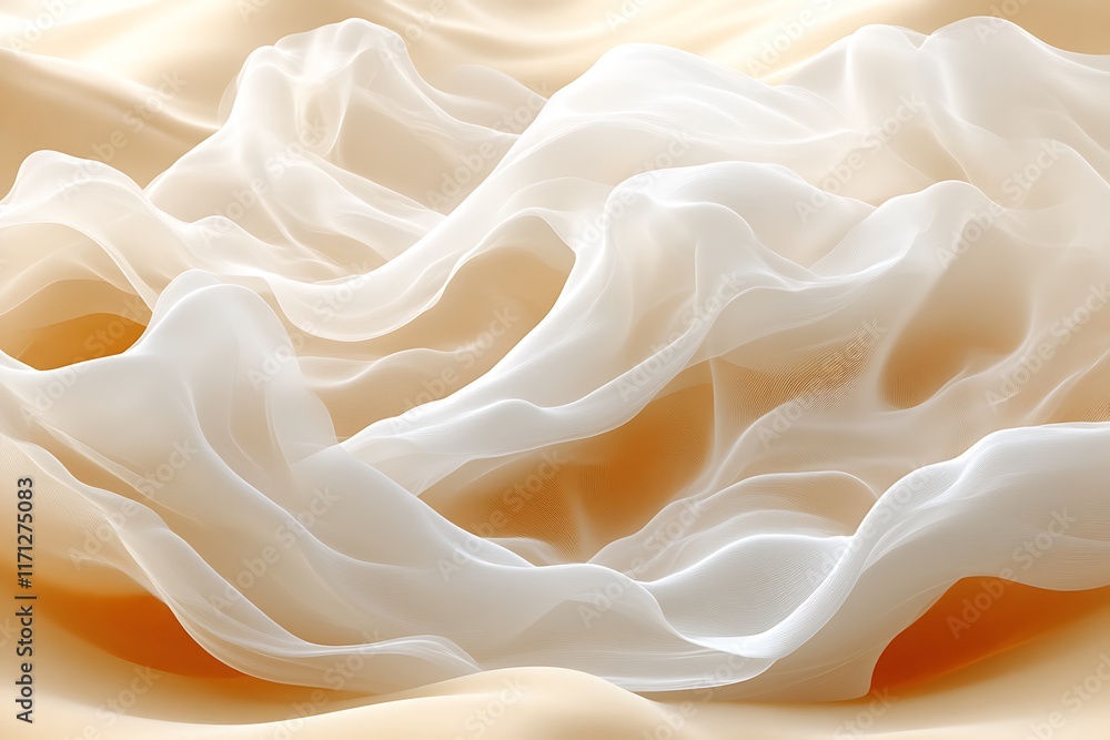 Fototapeta premium Draped white and beige fabric.