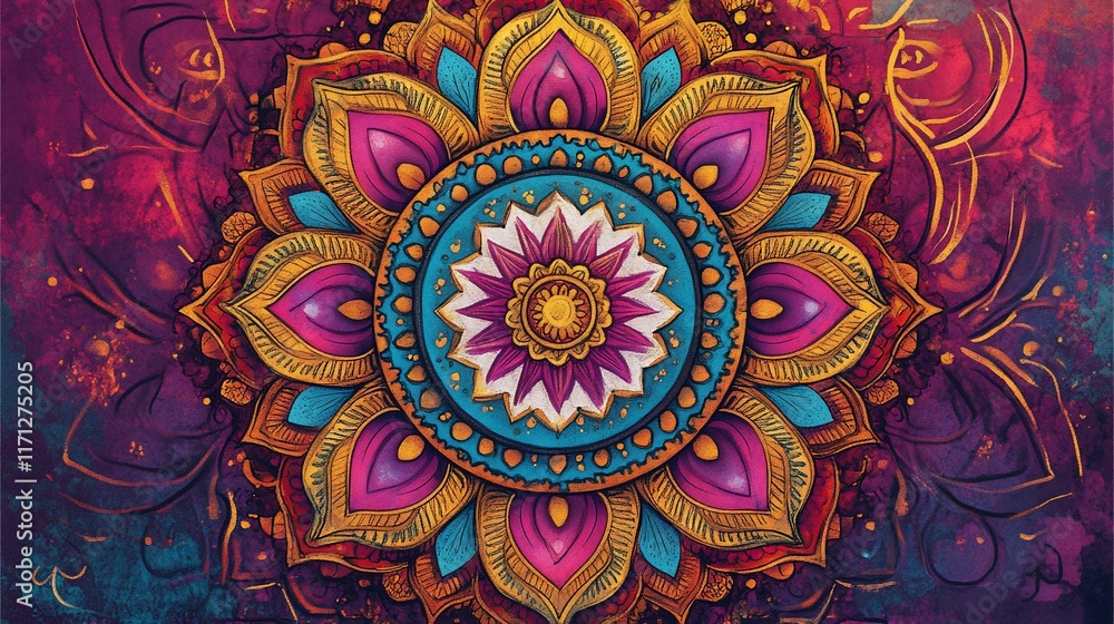 Vibrant mandala design on textured background for spiritual or decorative use Vibrant mandala design on textured background for spiritual or decorative use