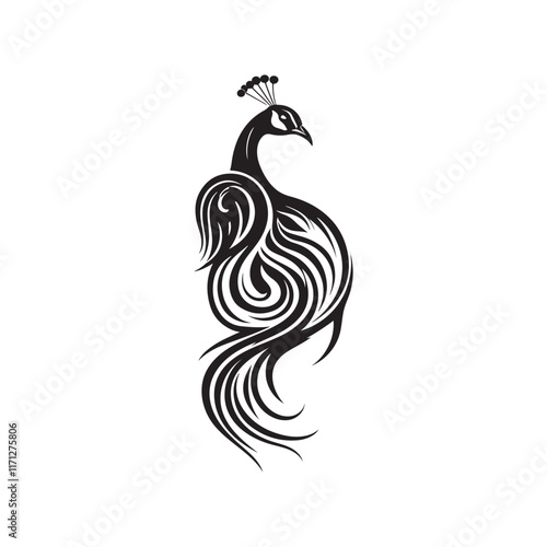 Wallpaper Mural peacock parakeet animals swan birds icon silhouette vector art flat design outline illustrations Torontodigital.ca