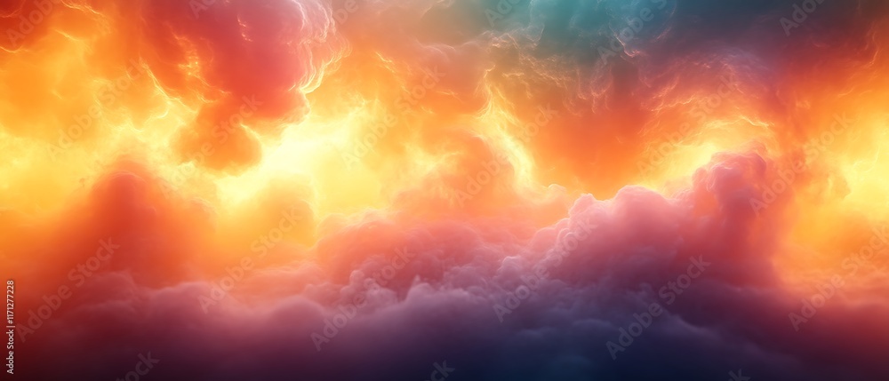 Obraz premium Vibrant sunset cloudscape, fiery orange and purple hues.