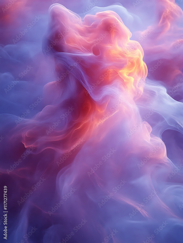Fototapeta premium Abstract swirling pink and orange smoke.