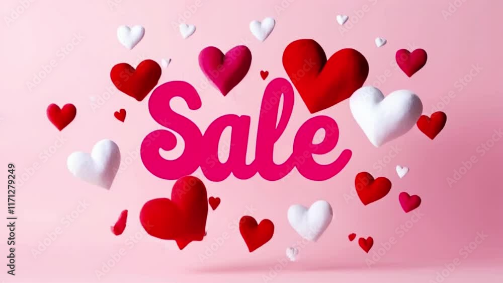 Valentine's Day Sale Poster or Banner with red and pink heart, Valentine's Day sale with special offer, Valentine's Day sale, online shopping. Web banner template, poster, created with generative ai