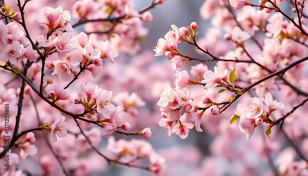 Delicate Pink Blossoms Gracefully Adorn Branches Delicate Pink Blossoms Gracefully Adorn Branches
