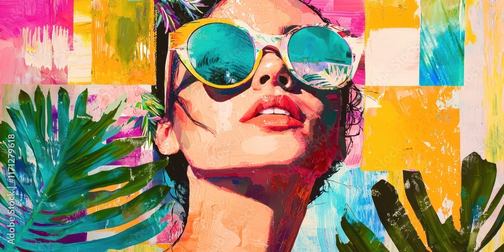 Woman wearing sunglasses and a red lipstick Woman wearing sunglasses and a red lipstick