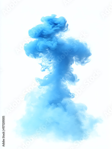Blue fog. Blue clouds. Isolated on white background. An effect for content that requires an abstract blue dust explosion.